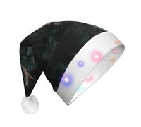 BOAXXL Bonnet de Noël à LED - Bonnet de Père Noël en peluche avec imprimé Echo Grizz tendance, design doux pour la peau pour festival fête