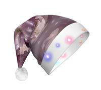 BOAXXL Bonnet de Noël à LED - Bonnet de Père Noël en peluche avec imprimé floral éternel, design doux pour la peau pour festival fête
