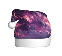 BOAXXL Bonnet de Père Noël en peluche avec imprimé nuages violets, doux pour la peau, taille universelle, couvre-chef de festival pour adultes
