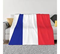 BOAXXL Couverture en micro-polaire en flanelle pour la maison, le canapé, les voyages, couverture d'hiver pliable à imprimé drapeau français, 127 x 101,6 cm
