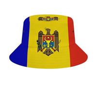 Bob Adulte MotifMoldova Drapeau,Chapeau Pêcheur en Polyester Sergé Résistant,Bord Large Protection Soleil,Unisexe Homme Femme pour Activités Extérieures,Yellow