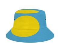 Bob Adulte MotifPalau Drapeau,Chapeau Pêcheur en Polyester Sergé Résistant,Bord Large Protection Soleil,Unisexe Homme Femme pour Activités Extérieures,Sky Blue