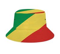 Bob Adulte MotifRepublic of The Congo Drapeau,Chapeau Pêcheur en Polyester Sergé Résistant,Bord Large Protection Soleil,Unisexe Homme Femme pour Activités Extérieures,Yellow