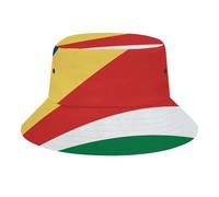 Bob Adulte MotifSeychelles Drapeau,Chapeau Pêcheur en Polyester Sergé Résistant,Bord Large Protection Soleil,Unisexe Homme Femme pour Activités Extérieures,Red