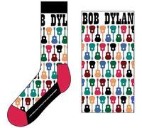 Bob Dylan Chaussettes Guitar Pattern Logo Nouveau Officiel Unisex Blanc (Uk Size Size One Size
