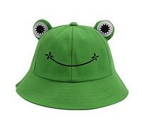 Bob Grenouille Mignon Chapeau de Pêche pour Femme Amusant Casquette de Soleil de Plage Pliable la Pêchela Randonnée Le Camping et l'extérieur Chapeau Soleil pour Femmes (Green, One Size)