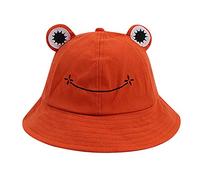 Bob Grenouille Mignon Chapeau de Pêche pour Femme Amusant Casquette de Soleil de Plage Pliable la Pêchela Randonnée Le Camping et l'extérieur Chapeau Soleil pour Femmes (Orange, One Size)