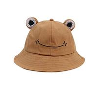 Bob Grenouille Mignon Chapeau de Pêche pour Femme Amusant Casquette de Soleil de Plage Pliable la Pêchela Randonnée Le Camping et l'extérieur Chapeau Soleil pour Femmes (Khaki, One Size)