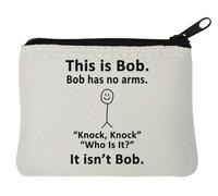 Bob Has No Arms Who is Knocking Not Bob Porte-monnaie en néoprène Blanc 10 x 11 cm