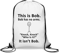 Bob Has No Arms Who Is Knocking Not Bob Sac de gym décontracté avec cordon de serrage Blanc