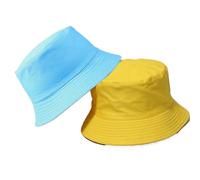 Bob Homme Chapeau seau noir à points solides, vêtements unisexes deux côtés, casquettes simples Hip Hop for hommes et femmes, casquette de plage, pêche, Boonie Sunhat pour l'Extérieur(Blue-Yellow Hat)