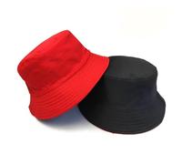 Bob Homme Chapeau Seau Noir à Points Solides, vêtements Unisexes Deux côtés, Casquettes Simples Hip Hop for Hommes et Femmes, Casquette de Plage, pêche, Boonie Sunhat(Red-Black Hat)