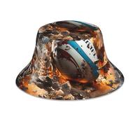 Bob imprimé Rugby on Fire - Pour le sport, la course à pied, la pêche, les voyages et la randonnée - Noir