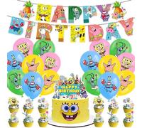 Bob L'éponge Décorations De Fête D'anniversaire Vaisselle Jetable Tasse Assiette Serviette Bannière Ballon 3d Pour Enfants Ensemble De Fournitures De Réception-Cadeau Pour Bébé-1set