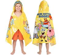 Bob l'éponge Serviette de Bain avec Capuche Garcon, Coton Poncho de Bain Enfant, Douce et Absorbante Natation Piscine Serviette de Plage, Voyage Accessoires, Ete Cadeau Garcon (Jaune SpongeBob)