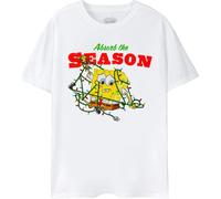 Bob l'Éponge SquarePants - "Absorb The Season" T-shirt pour homme - design de Noël NS8007 (XXL) (Blanc)