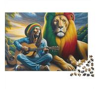 Bob Marley Lion 1000 Pièces Puzzle pour Adultes Carton Résistant Anti-Stress Difficile pour Experts sans Reflets sans Défaut 52x38cm/1000pcs