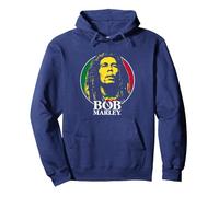 Bob Marley Logo Badge Reggae Musique par Rock Off Sweat à Capuche, Unisexe pour Adultes, Bleu Marine, XXL