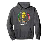 Bob Marley Logo Badge Reggae Musique par Rock Off Sweat à Capuche, Unisexe pour Adultes, Chiné Foncé, XL