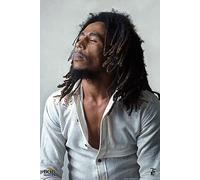 Bob Marley - Redemption - Poster musical Raggae - Dimensions : 61 x 91,5 cm + cadre amovible Shinsuke® Maxi MDF noir, vitre en acrylique