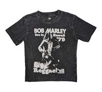 Bob Marley T-shirt Hawaii délavé effet neige pour garçons/filles, Gris / Carbone, 7-8 ans