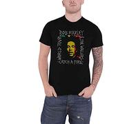 Bob Marley T Shirt Rasta Scratch Logo Nouveau Officiel Homme Noir Size XL