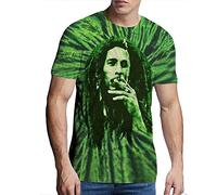 Bob Marley T Shirt Smoke Portrait Nouveau Officiel Unisex Tie Dye Vert Size XL