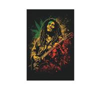 Bob Poster Marley 15 Wailers Live 1975 - Impression sur toile vintage - Décoration de bureau - Cadeau - 20 x 30 cm