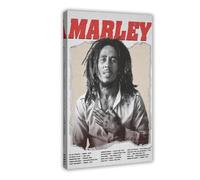 Bob Poster Marley 41 Wailers Live 1975 - Impression sur toile vintage - Décoration de bureau - Cadeau - 20 x 30 cm