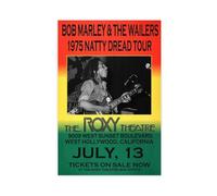 Bob Poster Marley 42 Wailers Live 1975 - Impression sur toile vintage - Décoration de bureau - Cadeau - 60 x 90 cm