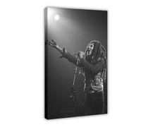 Bob Poster Marley 52 Wailers Live 1975 - Impression sur toile vintage - Décoration de bureau - Cadeau - 20 x 30 cm