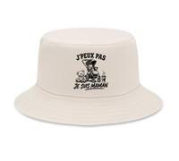 Bob Premium Beige J’peux pas je suis Maman J'peux pas minimaliste | Coton Brossé 260 g/m² Taille Unique Homme Femme | Chapeau de Soleil Pêche Randonnée Festival | Cadeau Anniversaire Fête des Pères