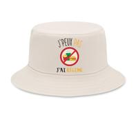 Bob Premium Beige J'peux pas j'ai régime | Malbouffe Interdite | Coton Brossé 260 g/m² Taille Unique Homme Femme | Chapeau de Soleil Pêche Randonnée Festival | Cadeau Anniversaire Fête des Pères