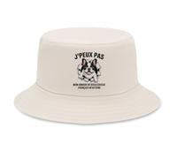 Bob Premium Beige J'peux pas mon amour de bouledogue français m'attend | Bouledogue Sortant Du Mur | Coton Brossé 260 g/m² Taille Unique Homme Femme | Chapeau de Soleil Pêche Randonnée Festival