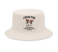 Bob Premium Beige J'peux Pas Mon Amour de Cavalier King Charles m'attend | King Charles Sortant du Mur | Coton Brossé 260 g/m² Taille Unique Homme Femme | Chapeau de Soleil Pêche Randonnée Festival
