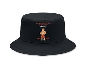 Bob Premium Noir Rien n'arrive à la cheville de Hugues sauf sa bite | Coton Brossé 260 g/m² Taille Unique Homme Femme | Chapeau de Soleil Pêche Randonnée Festival | Cadeau Anniversaire Fête des Pères
