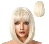 Bob Wig With Side Bangs, Wavy Bob Wig With Bangs, Trendy Bob Wig With Bangs, Bob Wig With Curtain Bangs, Bob Wig With Curly Bangs, Elegant Bob Wig With Bangs, Bob Wig With Long Bangs