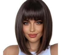 Bob Wig With Side Bangs, Wavy Bob Wig With Bangs, Trendy Bob Wig With Bangs, Bob Wig With Curtain Bangs, Bob Wig With Curly Bangs, Elegant Bob Wig With Bangs, Bob Wig With Long Bangs