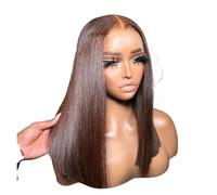 Bob Wigs Human Hair Chocolate Brown 13×4 Lace Front Human Hair Wigs For Women Lightly Bleached Knot Wig(14inches)
