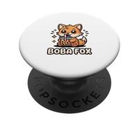 Boba Fox Design Mignon Renard Bubble Tea Kawaii PopSockets PopGrip Adhésif