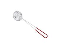 Boba Pearl Scoo P Cuillère en acier inoxydable, mini écumoire en maille avec poignée isolée pour la cuisine, la cuisson et la friture des aliments (15,2 cm, rouge)