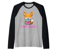 Boba Queen Otaku Bubble Tea Anime Fox Kawaii Manche Raglan