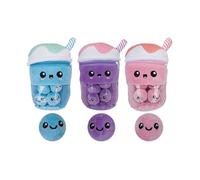 Boba Tea 25 cm avec mini peluches à bulles dans une pochette zippée Couleurs assorties