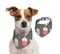 Boba Tea Bubble Tea Kawa Food Welsh Corgis Dog,Bavoir pour Animaux de Compagnie, écharpe, Bandana pour Chats et Chiens, Serviette pour Chiens, écharpe réglable pour Animaux de Compagnie,M