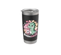 Bobasaur Kawaii Dinosaure Boba Tea Gobelet isotherme en acier inoxydable double paroi