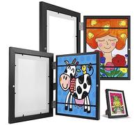 BOBASH Cadre photo A4, rabattable, pour dessins d'enfants, pour projets artistiques, chambre d'enfant, école, 2 noirs
