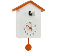 BOBASH Horloge à Coucou Moderne avec Pendule Bruit de Coucou pour Art Mural Maison, Salon, Bureau, décoration Cadeaux (Orange)