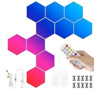 BOBASH Panneau LED RGB Lampe Gaming, Hexagone LED RGBIC, App Télécommande, DIY Géométrique Veilleuse, Panneau LED Hexagone Gaming Murale Lampe pour Salon, Chambre et Salles Gaming (88*78*18mm, 10pcs)