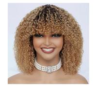 Bobbi - perruque 100% cheveux humains avec frange, fabriquée à la Machine, avec frange soignée, blond miel, perruque complète Hair Extensions for Daily Wear(250%,16inches)