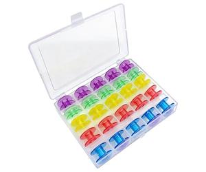 Bobbins Prewound | 25 Pieces Universal Colored Sewing Machine Bobbins | Walking Foot Bobbin for Quilting Crocheting Fabric Crafting | DIY Supplies for Home Christmas Indoor Party Holiday Class Use